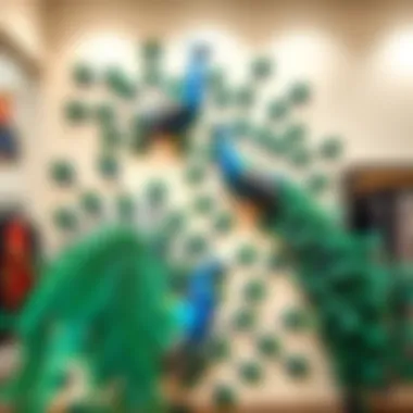 Fashion Boutique with 3D Peacock Decor Fashion boutique featuring 3D peacock wall decorations