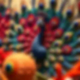 Vibrant 3D peacock wall art showcasing intricate feathers