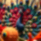 Intricate Feathers of 3D Peacock Wall Art Vibrant 3D peacock wall art showcasing intricate feathers