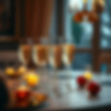 A Stylish Setting for Celebrations Stylish set of acrylic champagne glasses on a festive table