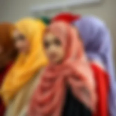 Elegant chiffon hijabs in various colors displayed stylishly