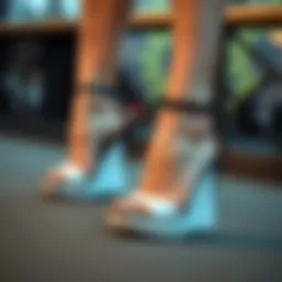 A stylish pair of affordable wedge heels showcasing innovative design.