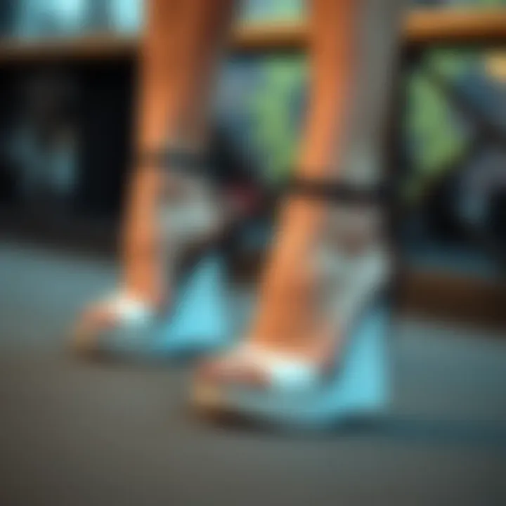 A stylish pair of affordable wedge heels showcasing innovative design.