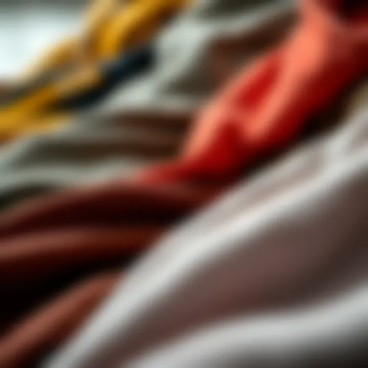 Diverse Fabric Choices A close-up view of various fabric types used in hoodie production