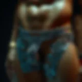 Intricate Designs of Metallic Thongs A striking display of metallic thongs showcasing intricate designs and textures.