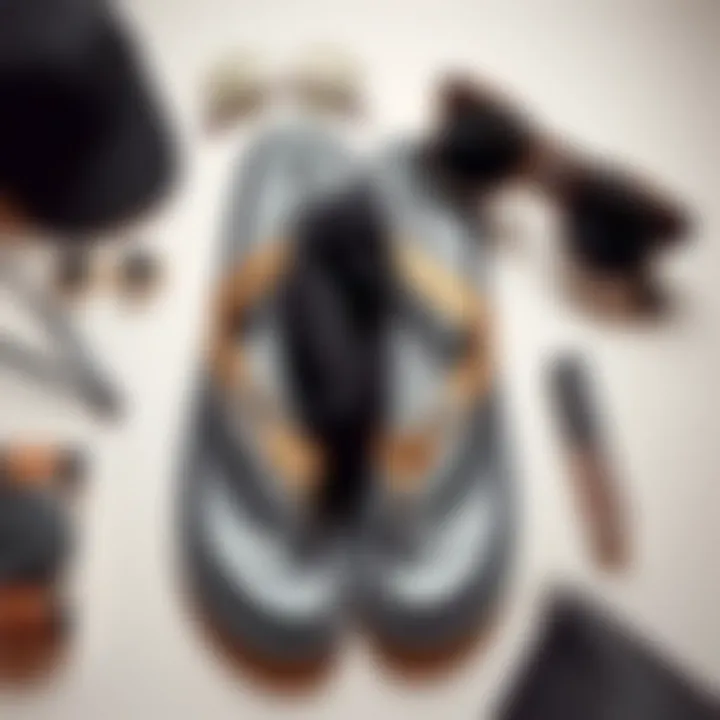 Styling Tips for Metallic Thongs A stylish arrangement of accessories complementing metallic thongs for a complete look.