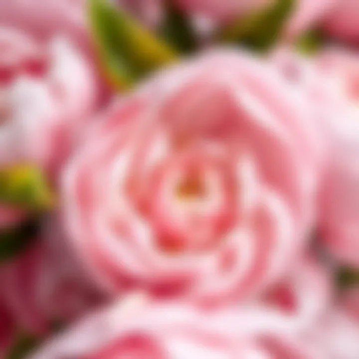 Close-up of peony faux flowers showcasing intricate details