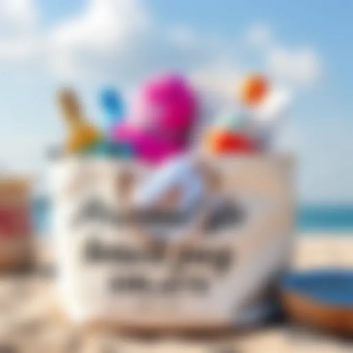 Personalized Beach Bag Favor Ideas A beautifully arranged beach bag showcasing personalized items