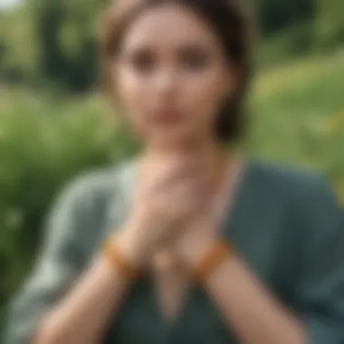 Embracing Nature: A Chic Look with Beeswax Bracelets Stylish individual wearing beeswax bracelets in a natural setting