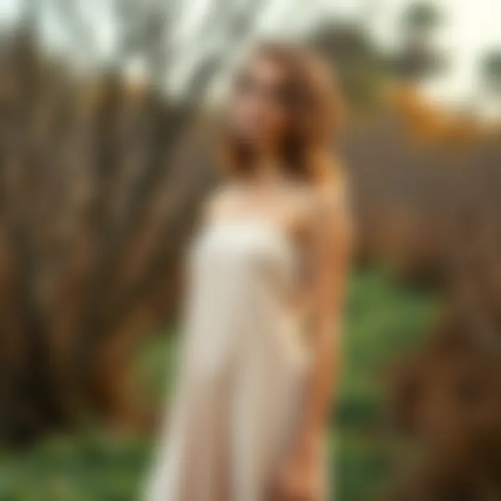 Seasonal Showcase of Beige Tank Dress in Nature Beige tank dress showcased in a seasonal outdoor setting