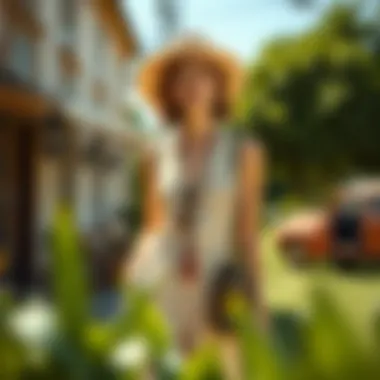 Summer Styling of Beige Tank Dress with Accessories Stylish beige tank dress paired with accessories for a summer look