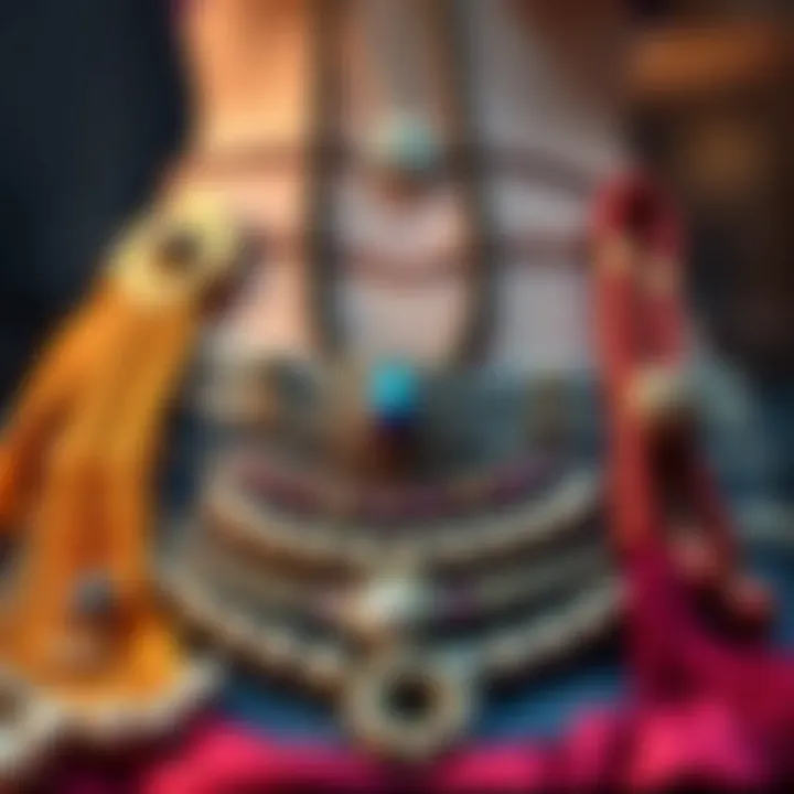 Belly Dance Accessories A collection of belly dance accessories, including belts and jewelry that complement the uniform.