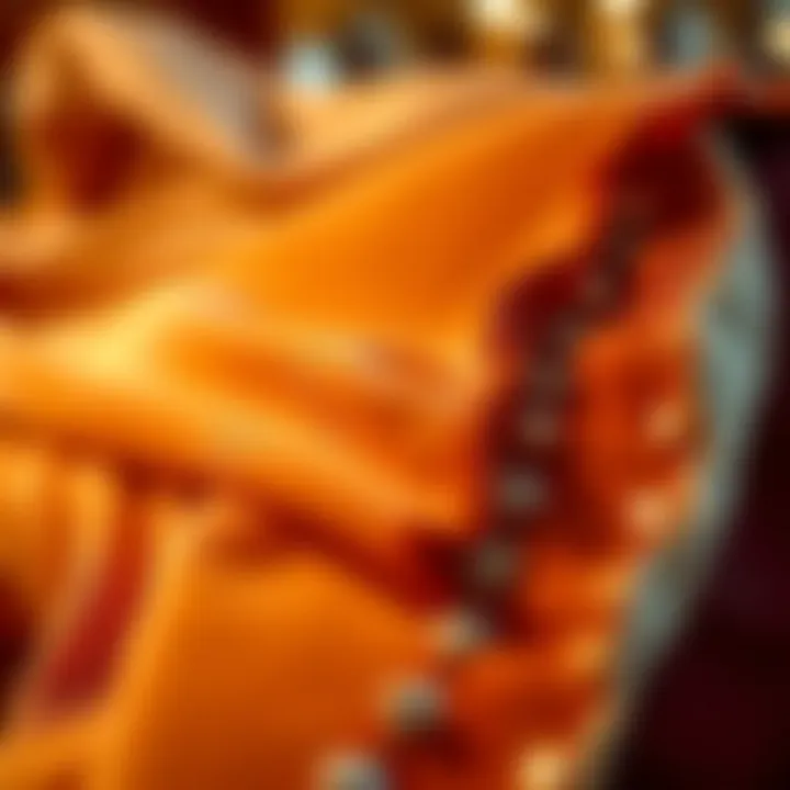 Fabric Swatches for Belly Dance A close-up of fabric swatches used in modern belly dance costumes, highlighting texture and color.