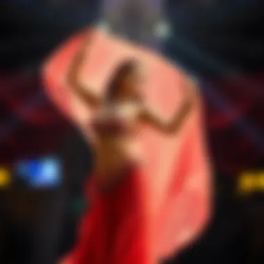 A dancer skillfully using a veil, emphasizing the graceful movements and elegance of belly dance.
