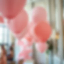 An elegant display of blush pink balloons at a sophisticated event