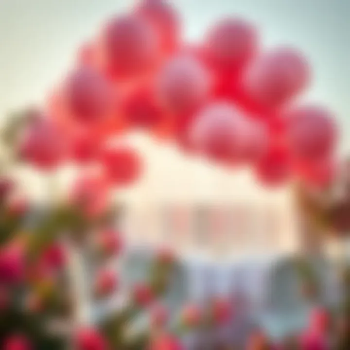 Blush pink balloons enhancing a romantic outdoor setting