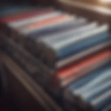 A variety of stylish chest binders displayed on a rack