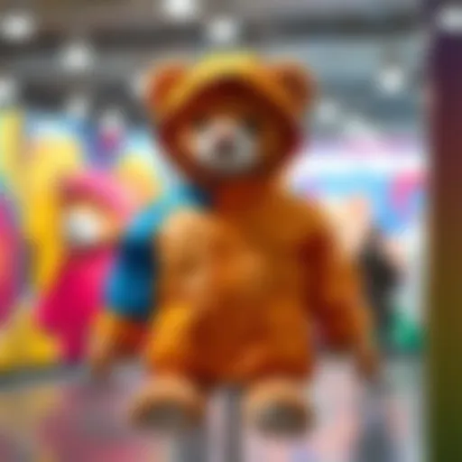 Vibrant Build a Bear Raincoat Display Vibrant Build a Bear raincoat displayed on a colorful backdrop