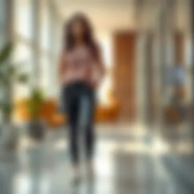 Stylish calf-length leggings in a modern setting