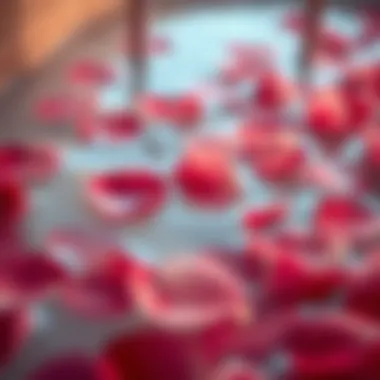 Close-up of rose petals in warm bath water