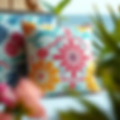 Elegant Coastal Outdoor Pillow Cover Elegant coastal outdoor pillow cover showcasing vibrant patterns