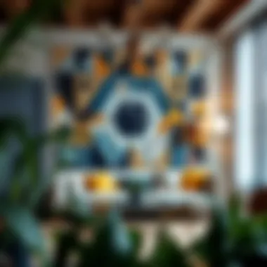 Collage Tapestry in Room Design An aesthetically pleasing room featuring a custom collage tapestry as a focal point