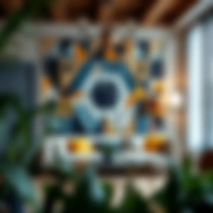 Collage Tapestry in Room Design An aesthetically pleasing room featuring a custom collage tapestry as a focal point