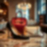 Elegant coordinated footwear and handbag set displayed on a stylish surface