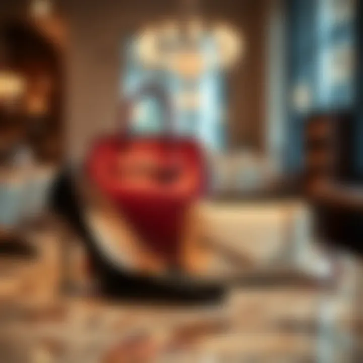 Elegant coordinated footwear and handbag set displayed on a stylish surface