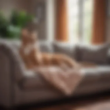 Sophisticated Couch Protector with Cat Elegant couch protector in a modern living room with a cat lounging