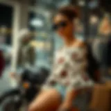 Stylish cow biker shorts displayed in a fashionable setting