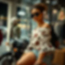 Stylish cow biker shorts displayed in a fashionable setting