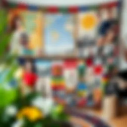 A vibrant custom tapestry showcasing a collage of personal memories and artistic elements