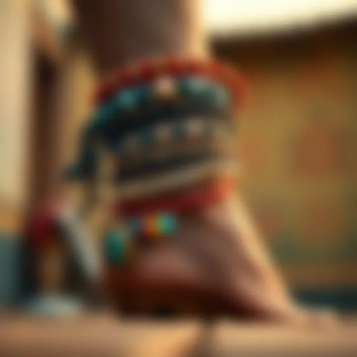 Cultural significance of ankle bracelets represented through various materials