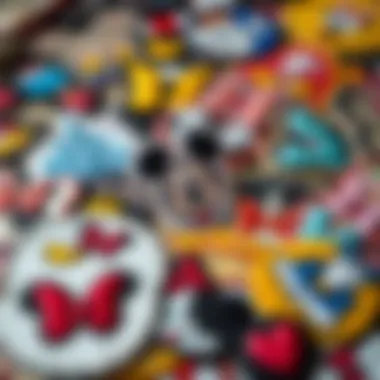 Diverse Collection of Disney Embroidery Patches A collection of various Disney embroidery patches laid out