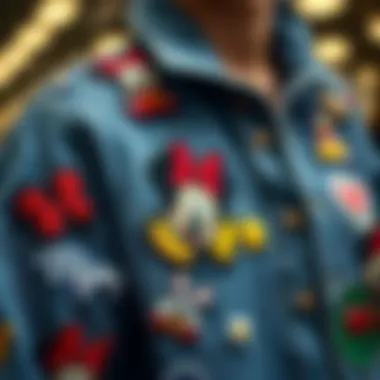 Disney Patches on Fashionable Denim Creative application of Disney patches on a denim jacket