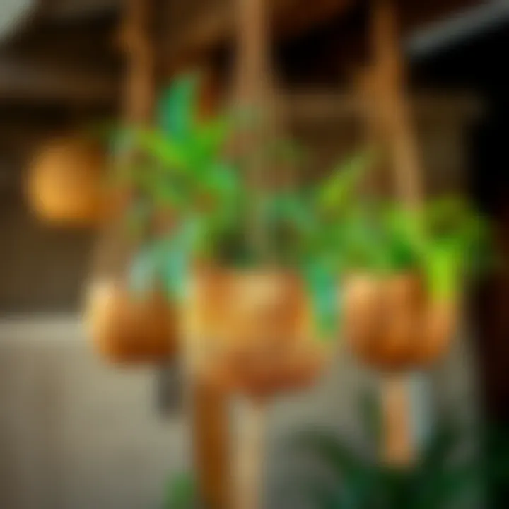 Crafting Coconut Husk Planters with Natural Elements DIY crafting of coconut husk planters with natural materials