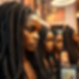 Elegant display of intricate double braided wigs showcasing various styles