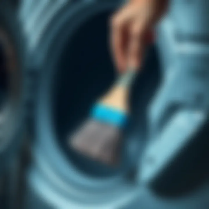 Proper Technique for Lint Trap Cleaning Demonstrating the use of a brush to clean a lint trap