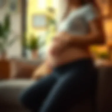 Expectant mother enjoying comfort in supportive maternity pants