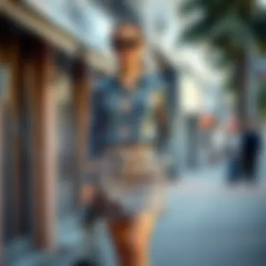 Stylish Pattern Combination in Casual Skirt Set Stylish combination of patterns in a casual skirt set
