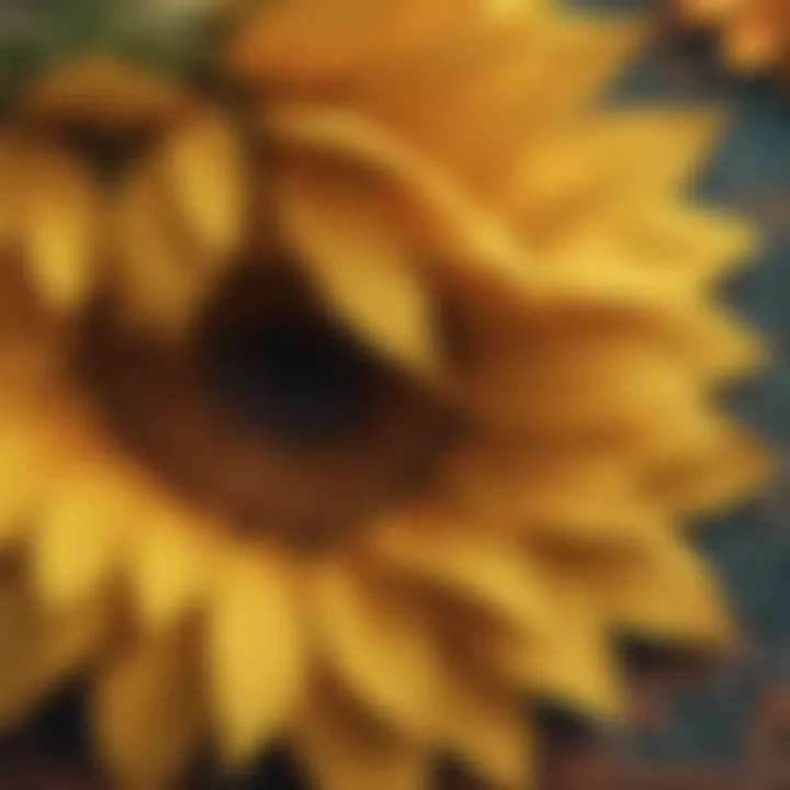 Close-up of sunflower outdoor rug texture