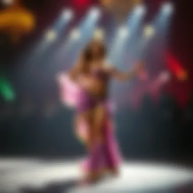 Showcasing Personalized Belly Dance Costume Belly dancer showcasing a unique, personalized costume on stage