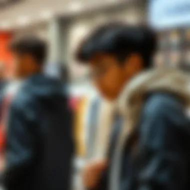 Trendy Shopping Experience Young individual shopping for trendy clothes