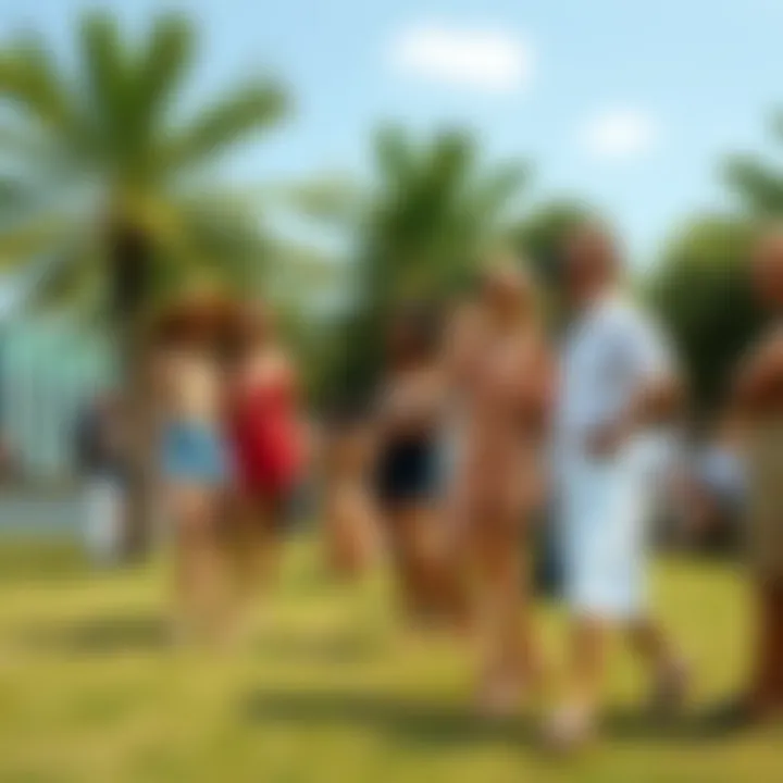 Stylish Summer Gathering A stylish outdoor gathering showcasing unique summer outfits