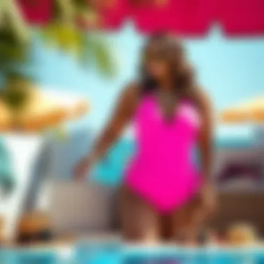 Stylish hot pink swimsuit displayed with summer accessories
