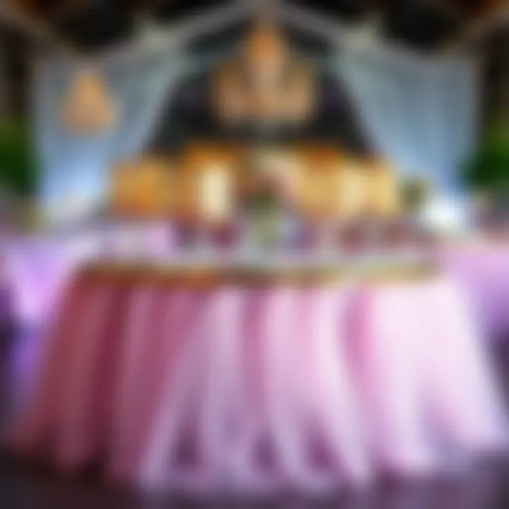 Stylish event setup featuring tulle table skirts enhancing the décor