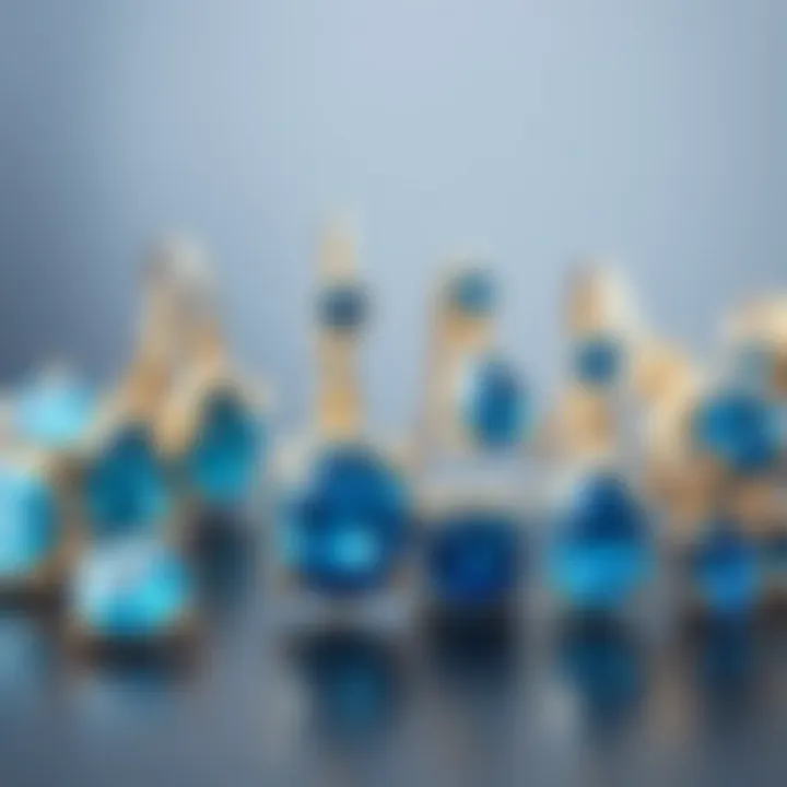 Elegant display of various blue cubic zirconia earring styles