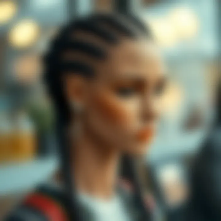 Stylish bohemian box braid hairstyle on a mannequin