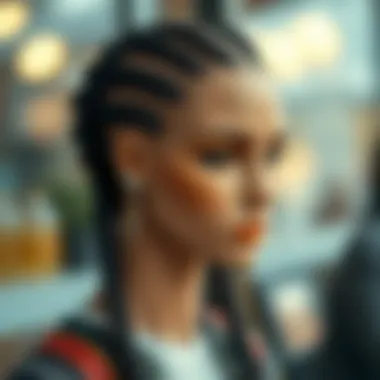 Fashionable Bohemian Box Braid Look Stylish bohemian box braid hairstyle on a mannequin